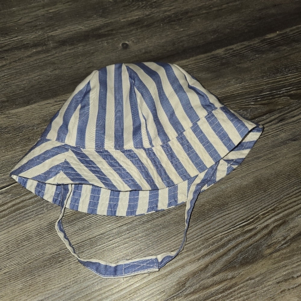 Striped Blue and White Kids Sun Hat